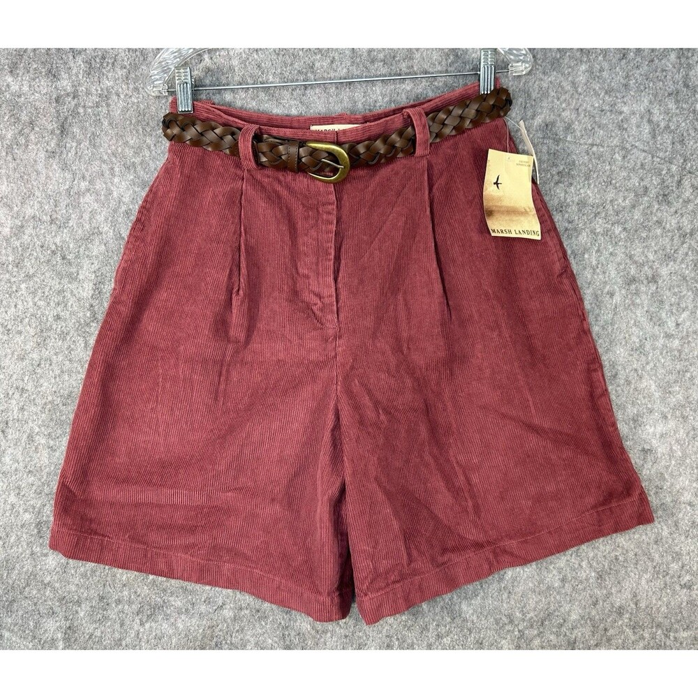 Vintage Marsh Landing Women’s Corduroy Pleated Belted Mom Shorts Size 12